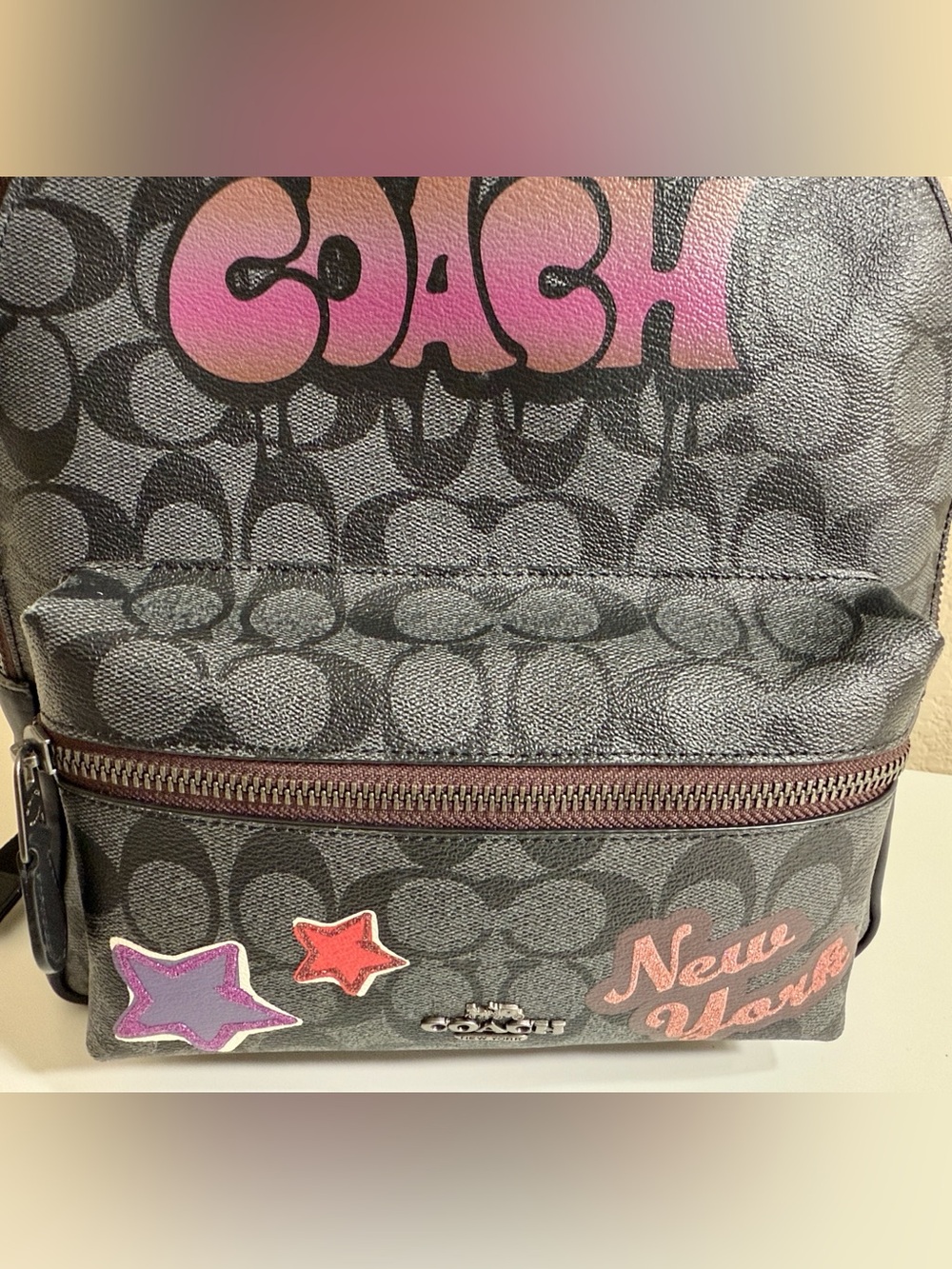 Coach Charlie Graffiti Backpack in Signature Canvas - Picture 9 of 12